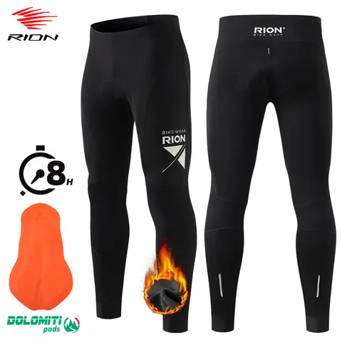 RION Cycling Pants Men MTB Bicycle Trousers Thermal Fleece Road Bike Clothes Italian Dolomiti Pad 8H Long Distance Autumn Winter