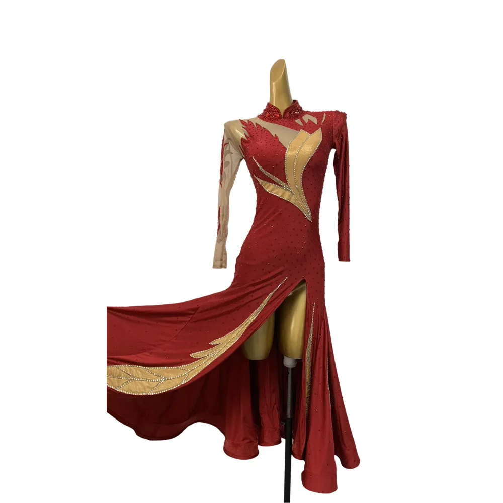 

Latin Dance Competition Women's High-end Custom Colorful Sticker Diamond Chacha Performance Samba Rhinestone dress
