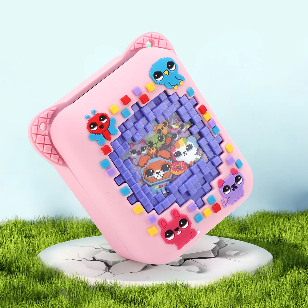 حامل تخزين واقٍ من السيليكون بطباعة حيوانات ثلاثية الأبعاد مع حبل مقاوم للصدمات ومضاد للسقوط للحيوانات الأليفة الرقمية التفاعلية من Bitzee