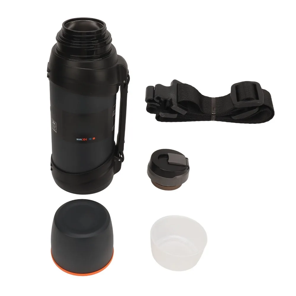 Portable 2000ml Sports Bottle Sturdy Rustless Steel Water Bottle Matte Outer Leak Proof Drinking Flask Long Distance Travel