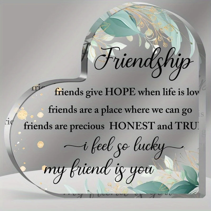 ديكور سطح المكتب للصداقة من الأكريليك على شكل قلب ثنائي الأبعاد - أمل أن تحية الصداقة والهدايا للأصدقاء والأخوات