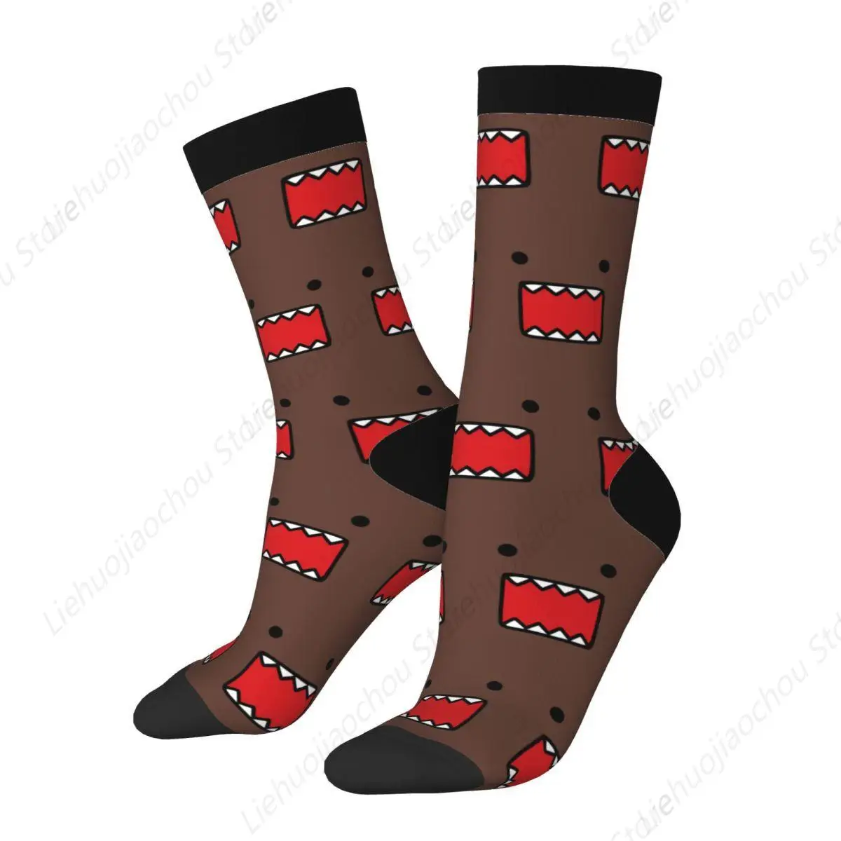 Funny Domo Kun Doll Face Football Socks Polyester Middle Tube Socks for Women Men Sweat Absorbing