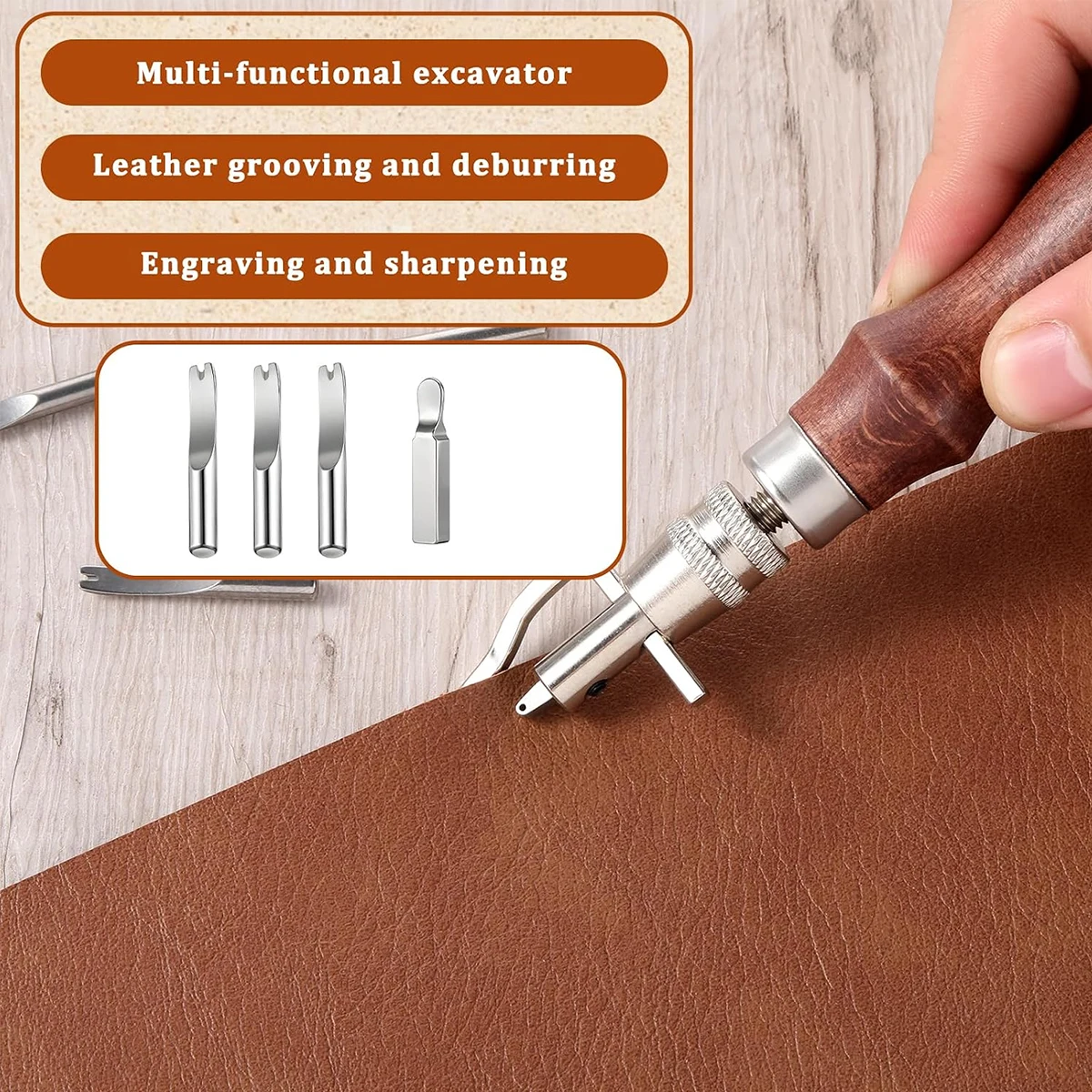 7 in 1調整可能な革製ステッチンググルーバーキット、ポー - Leatherwork Edge Beveler のレビューと価格