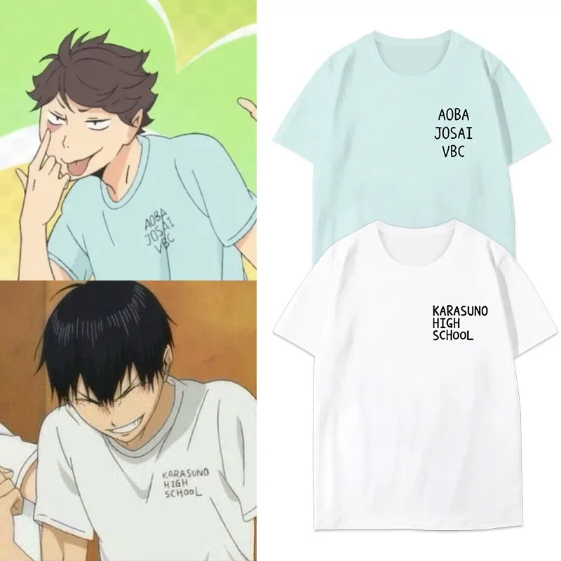 

Anime Haikyuu!! Aoba Josai T Shirt Hinata Shoyo Cosplay Costumes Karasuno Tobio Kageyama Short Sleeves Volleyball Tops Cotton