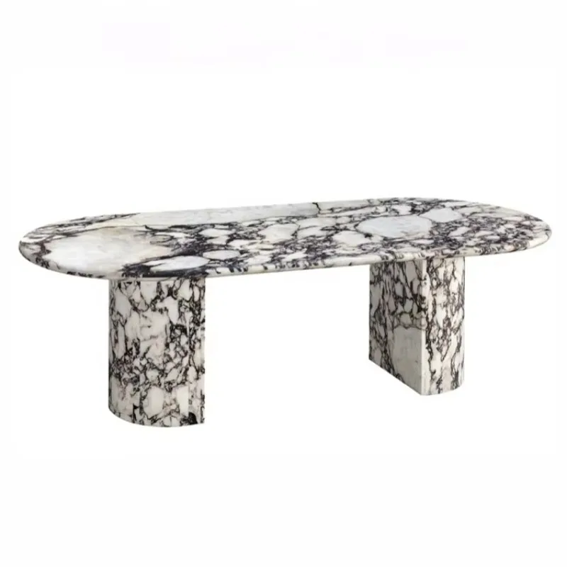 High End Oval Tables Stone Furniture Italian Calacatta Violet Marble Luxury Dining Tables