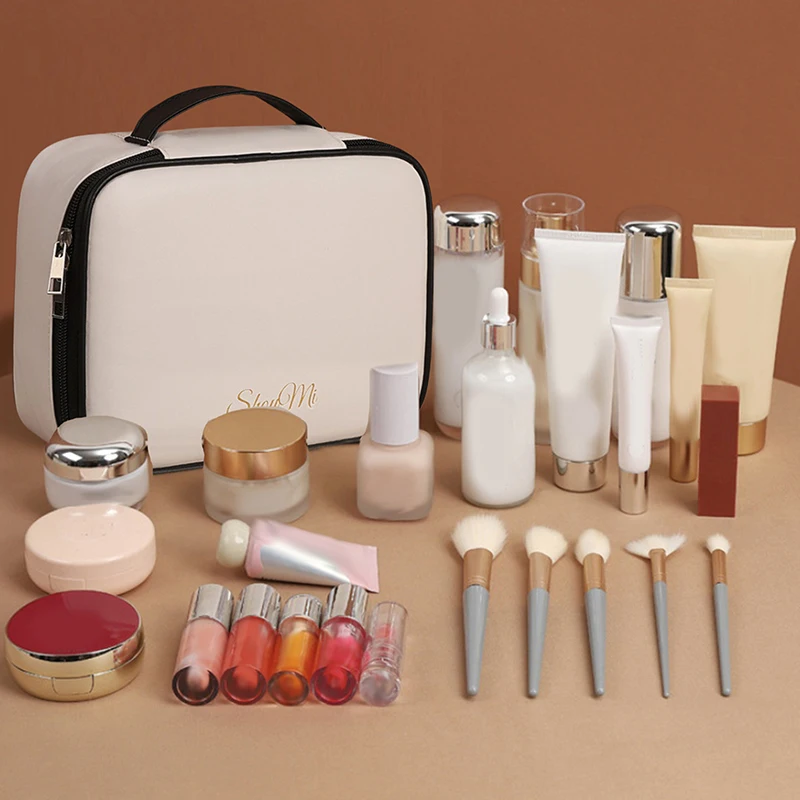 1PC 3 In 1 PU Makeup Storage Bag Portable Large Capacity Multipurpose Washing Cosmetic Bag Freely Split Cosmetic Organizer Bag