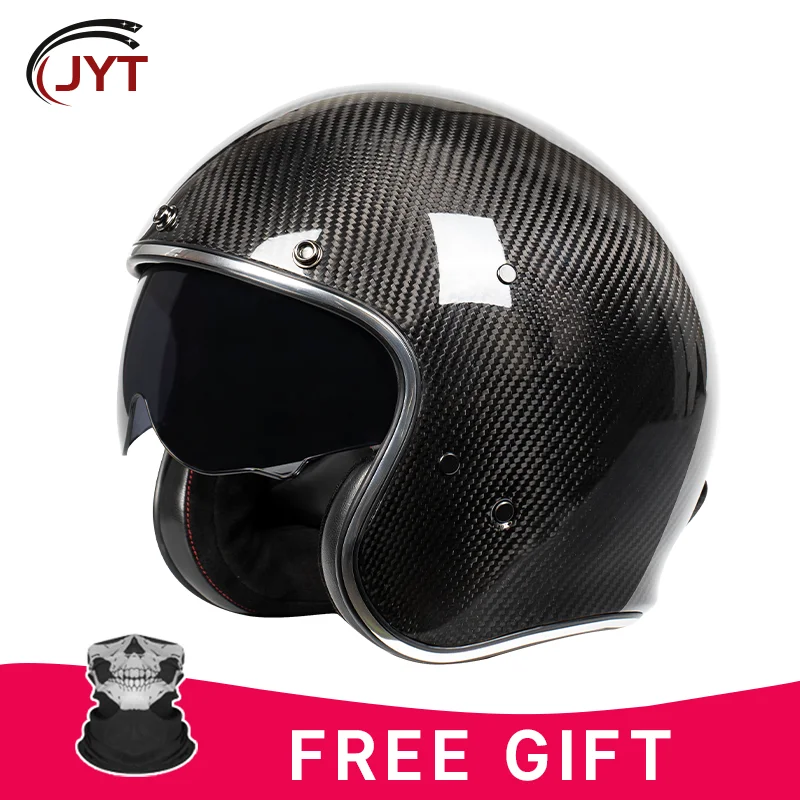 Open Face Helmet Carbon Fiber Material Motorcycle Helmet DOT Approved Jet Helmets Cascos Para Motos Kask Four Seasons