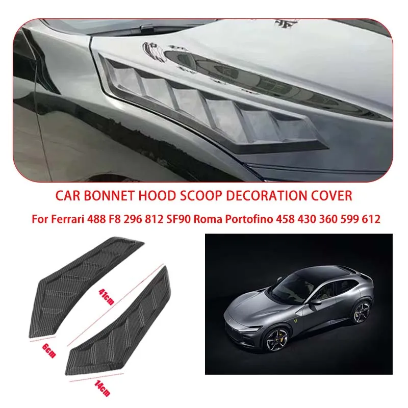 2 Pcs Gloss Black For Ferrari Hood Vents Bonnet Cover Rubber Front Bonnet Vent car decorations
