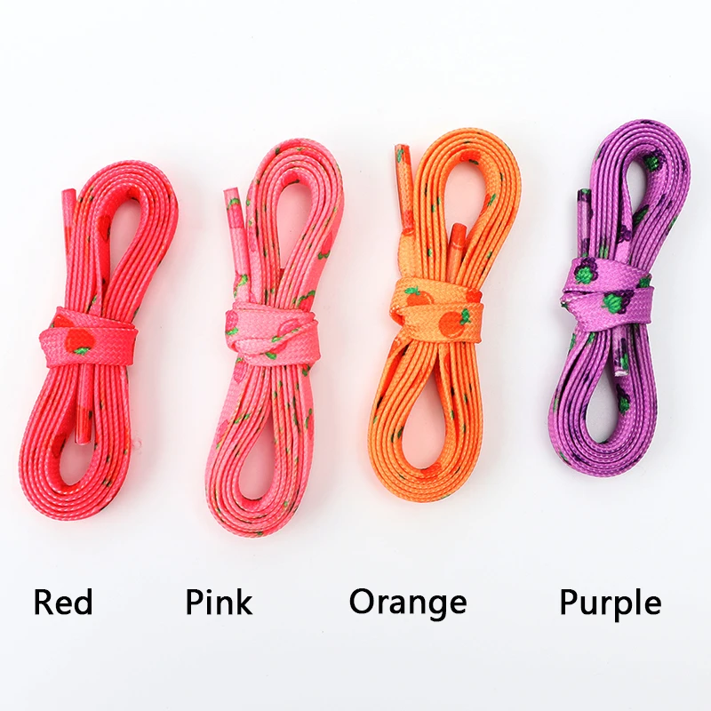 Flat Macaron Cute Colorful Pattern Printing Fruits Shoe Laces Strawberry Grape Peach Orange Banana Shoestrings Shoes Accessories