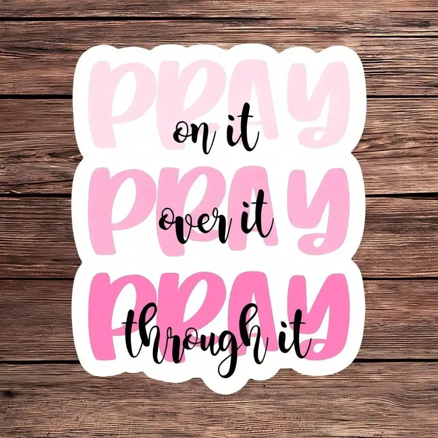 5pcs Pastel Pink Faith Quote Stickers Waterproof Christian Vinyl Decal For Girls Laptop Tumbler Bible Study Best Friend Gift