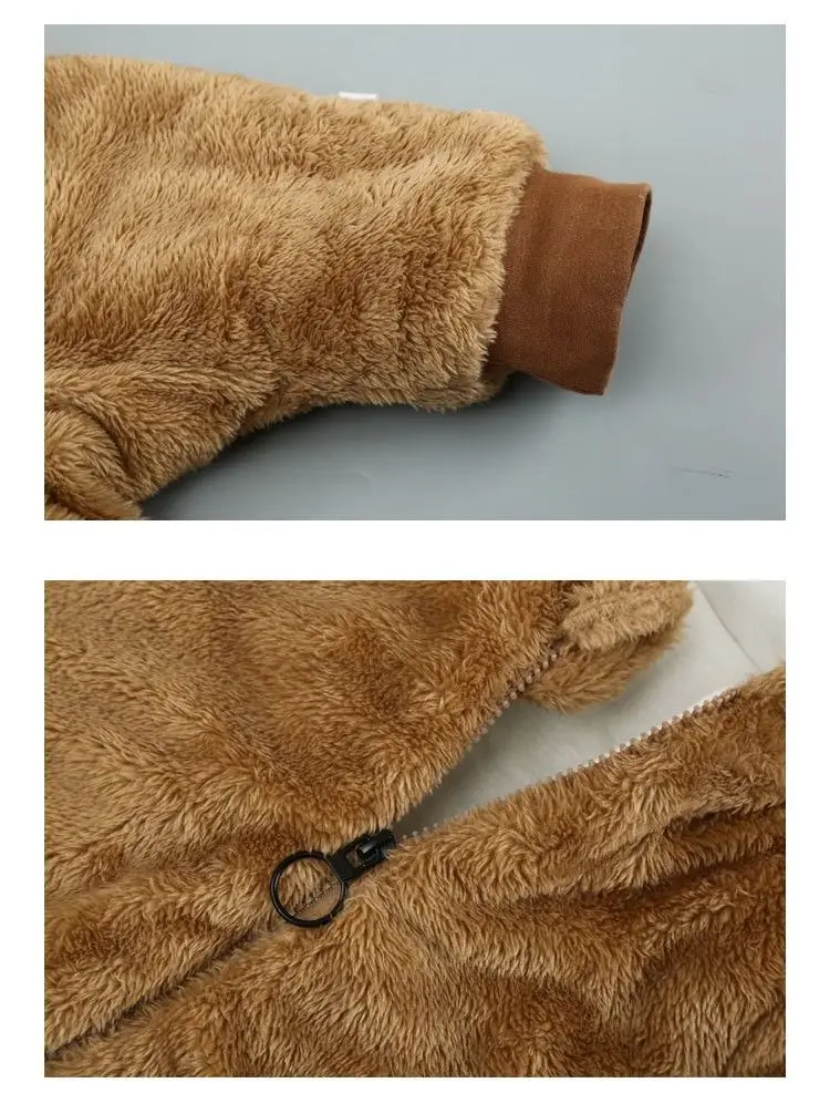 2026 Winter Neugeborene Fleece-Samt-Strampler Overalls Kleidung für Säuglinge Jungen Mädchen Cartoon Bärenohren Verdickte Warme Reine Mäntel 0-3 Jahre – Detail 8