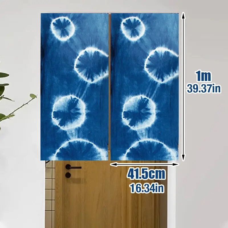 Handmade Blue Tie Dye Cotton Fabric Ethnic Style DIY Partition Door Curtain Sew Craft Clothing Supplies 100x41.5cm