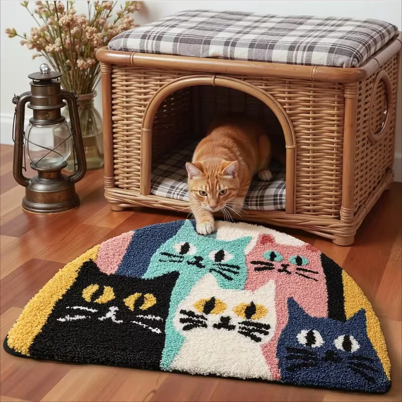 VIKAMA  Cartoon Cat Carpet Soft Doormat Waterproof Floor Mat Rug For Bedroom Carpet For Live Room Outdoor Carpet Home Dec