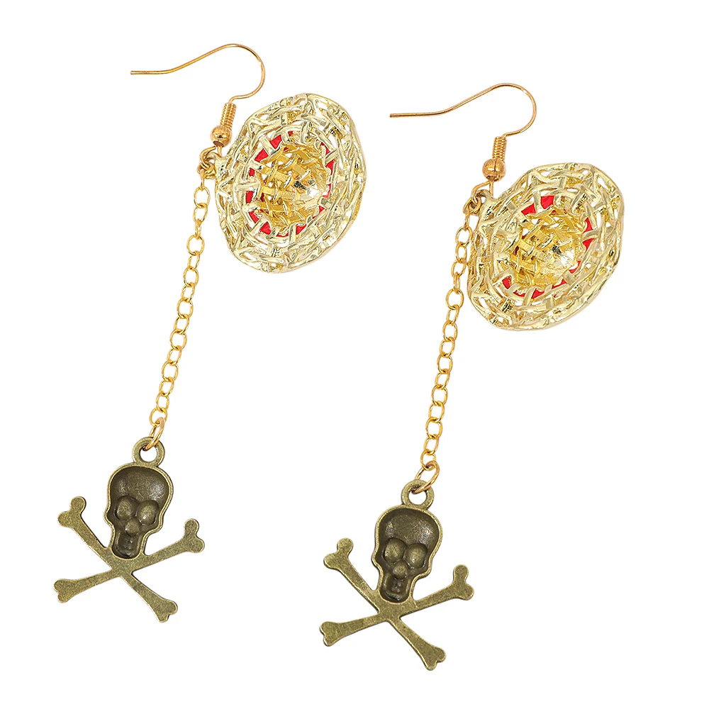 One Piece Luffy Anime Skull Dangle Earrings Vintage Gothic Retro Metal Drop Earrings for Women Punk Style Jewelry Gift view 5