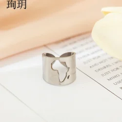 HOUWU Hollowed-Out Map Of Africa Ring Men's And Women's Crafts Fashion Jewelry No Fading No Stains