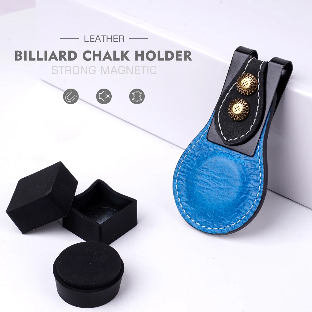

Кожаный держатель для мела для бильярда, магнитный квадратный/круглый чехол в комплекте, портативный держатель для мела для снукера для бассейна, аксессуары с фиксированным зажимом
