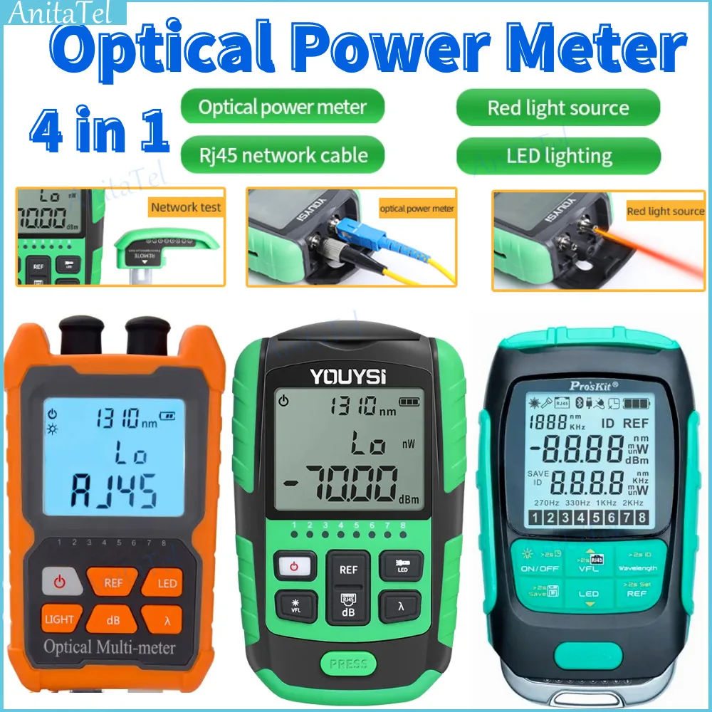 

Mini 4 in 1 YOUYSI Pro'sKit Optical Power Meter FTTH Visual Fault Locator Network Cable Test Optical Fiber Tester Lithium