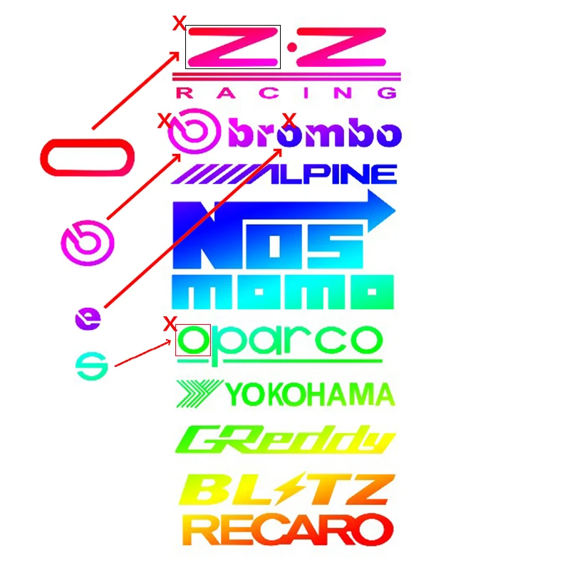 10Pcs Car Racing Sponsor Stickers Set Reflective Automobile Door Window Decor Vinyl Stickers Decals Kit