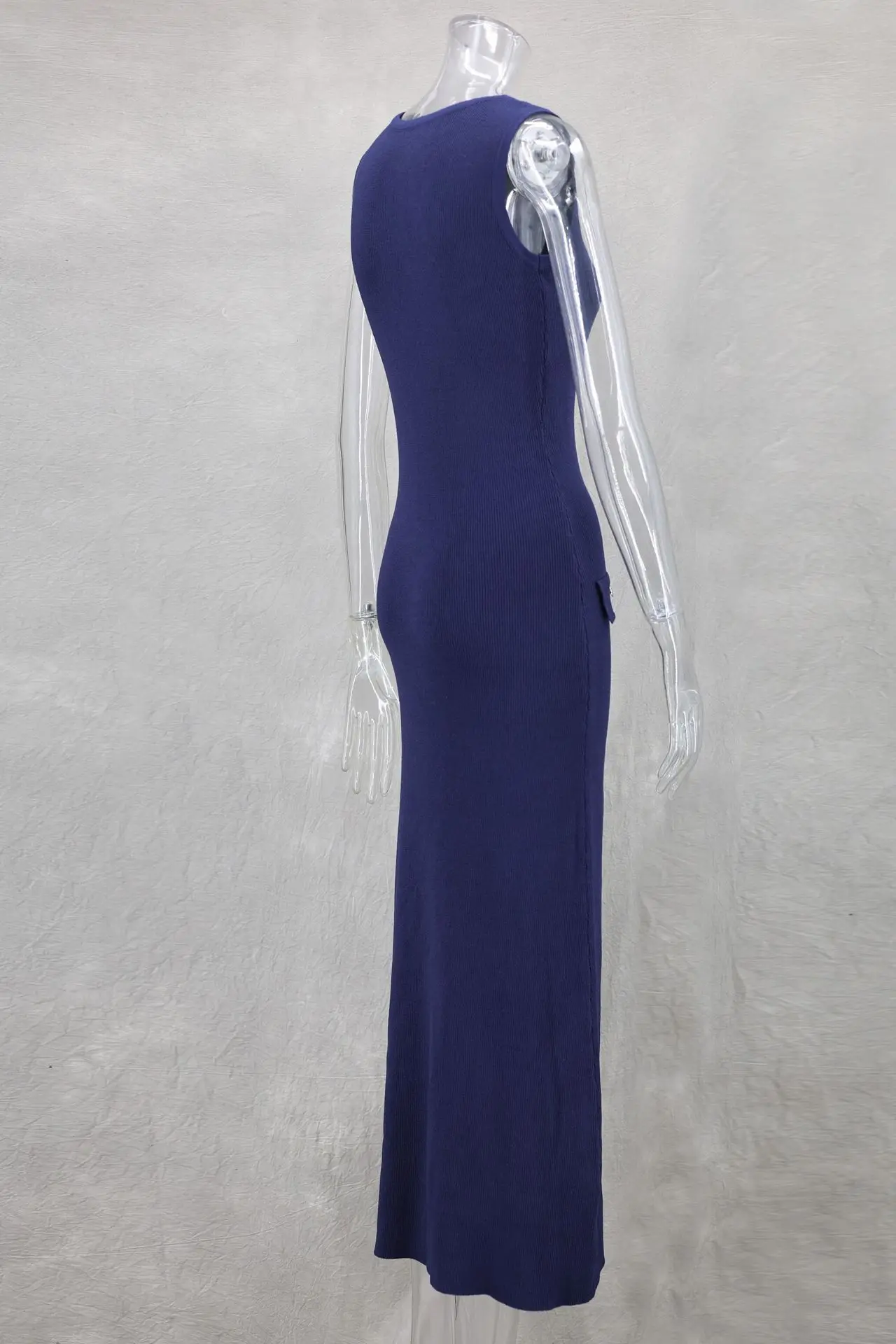 2025 Autumn Elegant Lady Knitted Single Breasted Long Dresses Women Solid Sleeveless O Neck Button Bodycon Party Female Vestidos