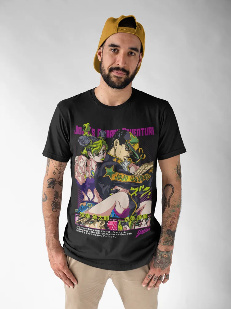 ジョリンジョジョの奇妙な冒険のアニメTシャツ,jjbaギフトシャツ,jotaro cujoh kujo