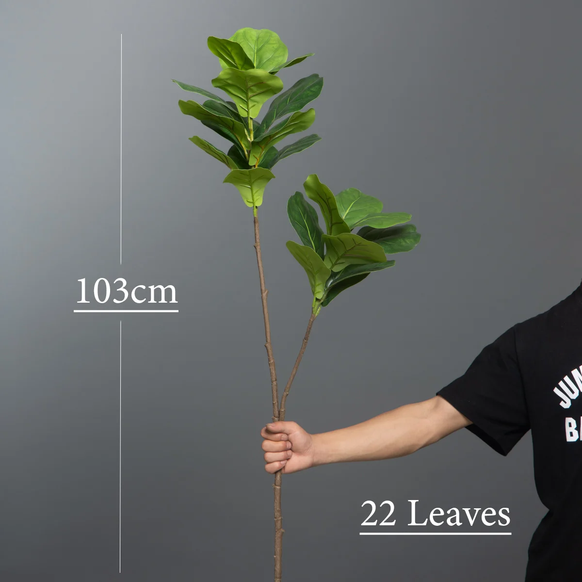 103 cm/132 cm Künstlicher Ficus-Baumzweig, große gefälschte Banyan-Pflanzen, Kunststoff-Gummi-Baumblätter für Zuhause, Garten, Büro, Raumdekoration – Detail 2