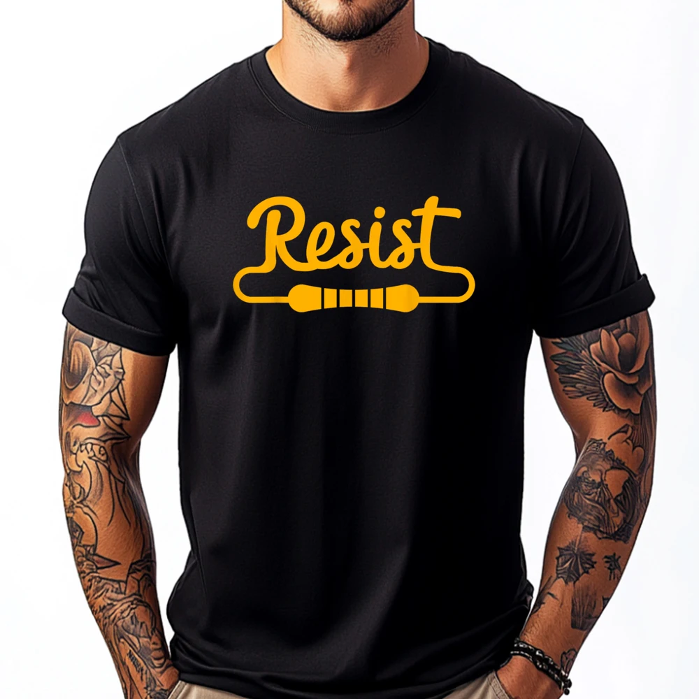 Resist Electrical Engineer Resistor Electric Circuit Humor Custom T Shirt Vegan Men's T-Shirts Mens Gifts For Men Figures