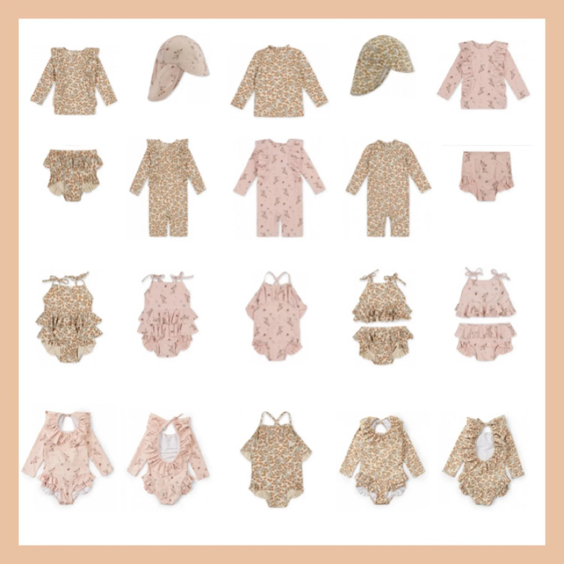 Brand KS Baby Girls Swimming Suit Wear Flower Children Kawaii BC Mr TAO Clothes Kids SwimWears Sister Brother Matching 18M-9Y