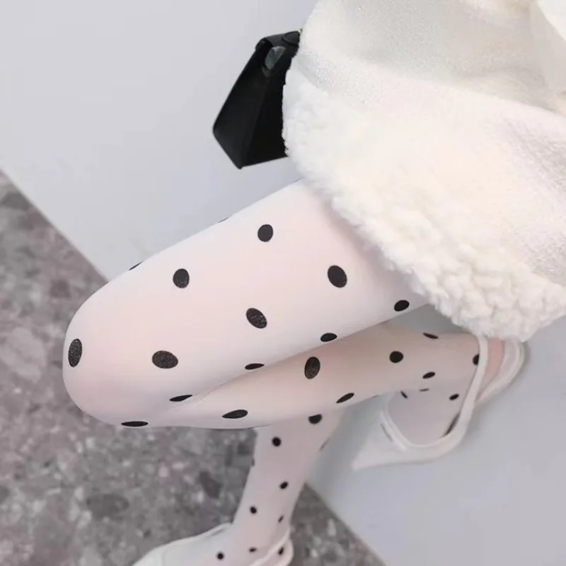 

Kave Vintage Black Polka Dot White Pantyhose Women's Sheer Tights Y2k Girls Sexy Crash Tights Slimming Leggings Elastic Stocking