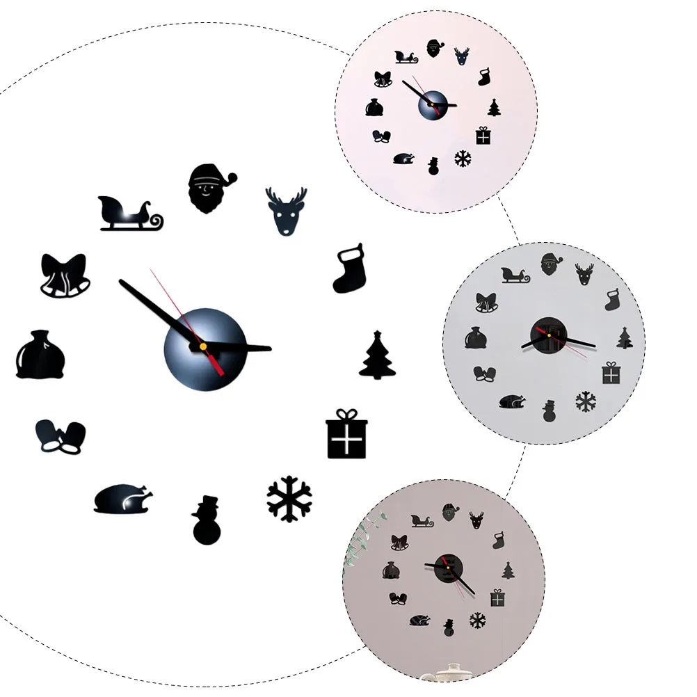 

1Pcs Christmas Acrylic Wall Clock Creative DIY Modern Silent Wall Hanging Clock Living Room Bedroom Office Decoration