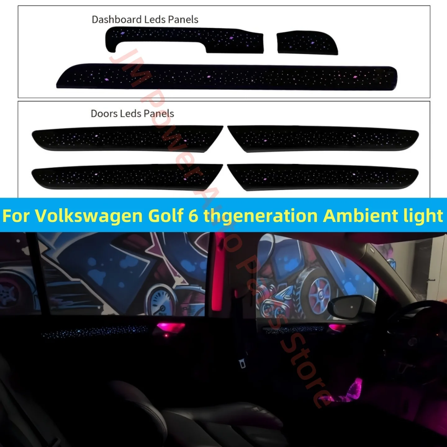 LED Car Ambient Light Kit For Volkswagen VW Golf MK6 2008-2013 RHD Interior Trim Strips Atmosphere Lamp Upgrade Auto Accessories