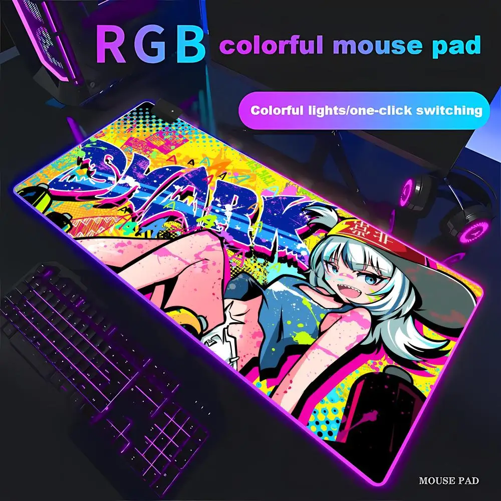 

Gawr G-Gura H-Hololive для клавиатуры, офиса, большой коврик для мыши, коврик для компьютерных игр, большие противоскользящие резиновые мыши для ПК