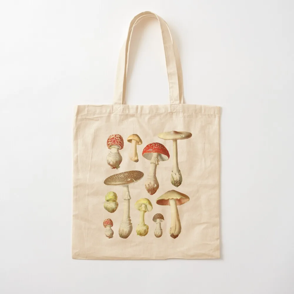 Cottagecore Aesthetic Vintage Mycology: Cute Mushrooms, Grunge Fairycore Fungi, Forest Themed Goblincore Tote Bag