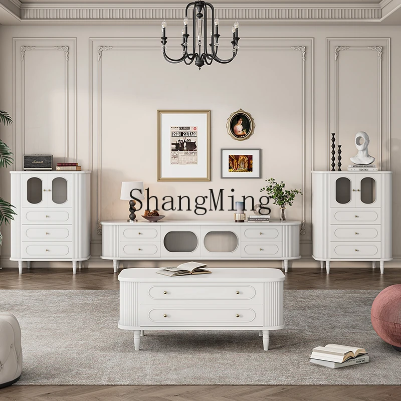 

ZYY simple solid wood living room beige floor TV cabinet household high-end floor cabinet