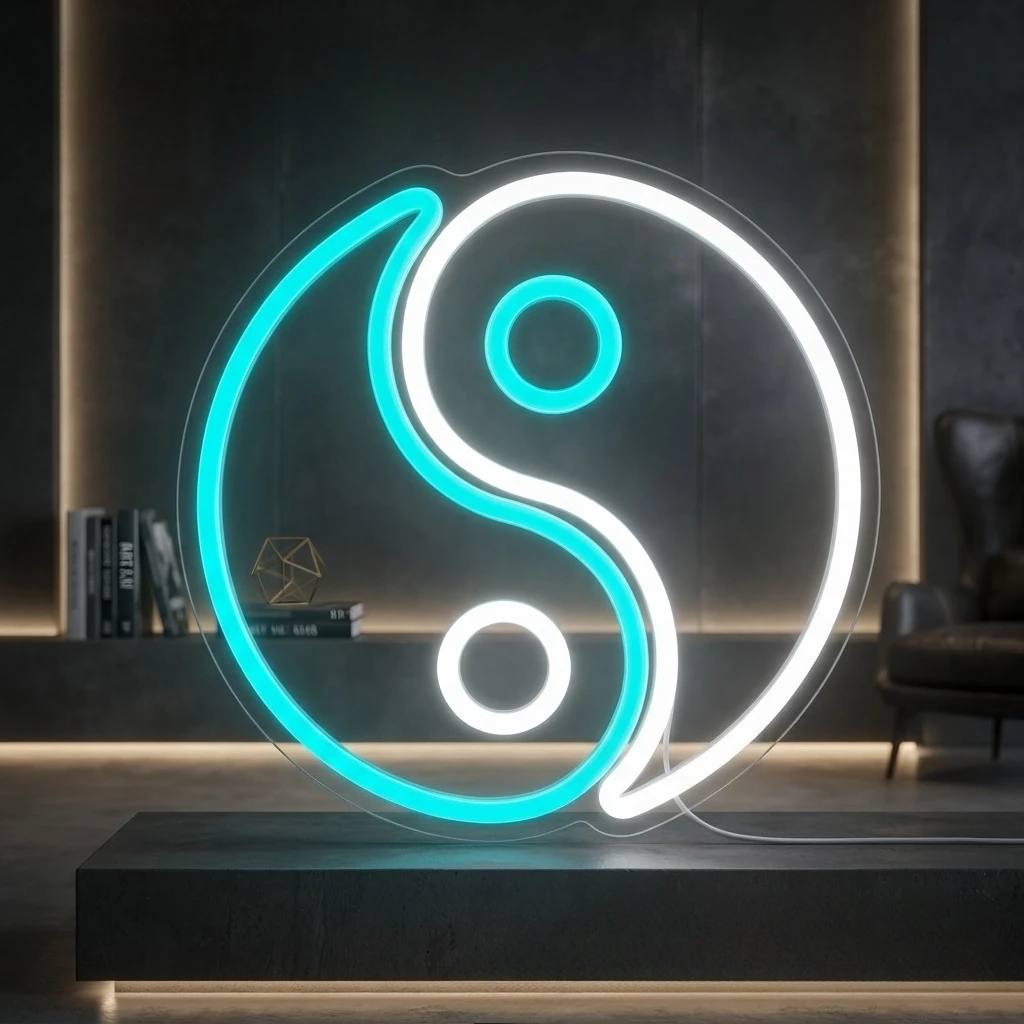 Tai Chi Yin Yang LED Neon-Schild Lichtkunst Wanddekoration Neonlampe für Schlafzimmer Spielzimmer Männerhöhle Party-Dekoration, Perfekte Geschenkidee