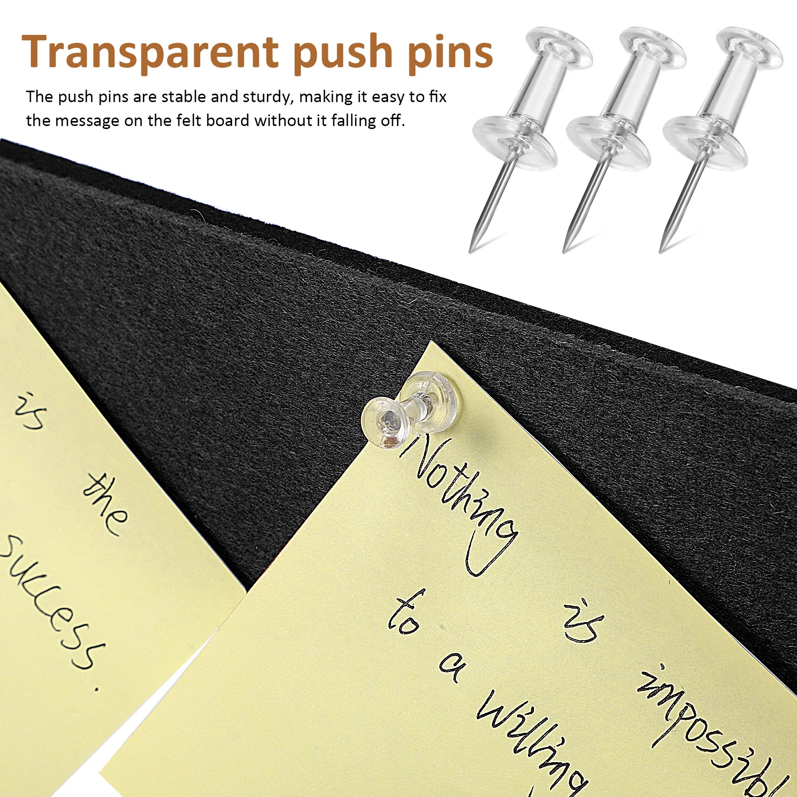 

8Pcs Felt Bulletin Board Strips Adjustable Memo Message Pin Board Display Transparent Push Pins Box Packaging Wall Office