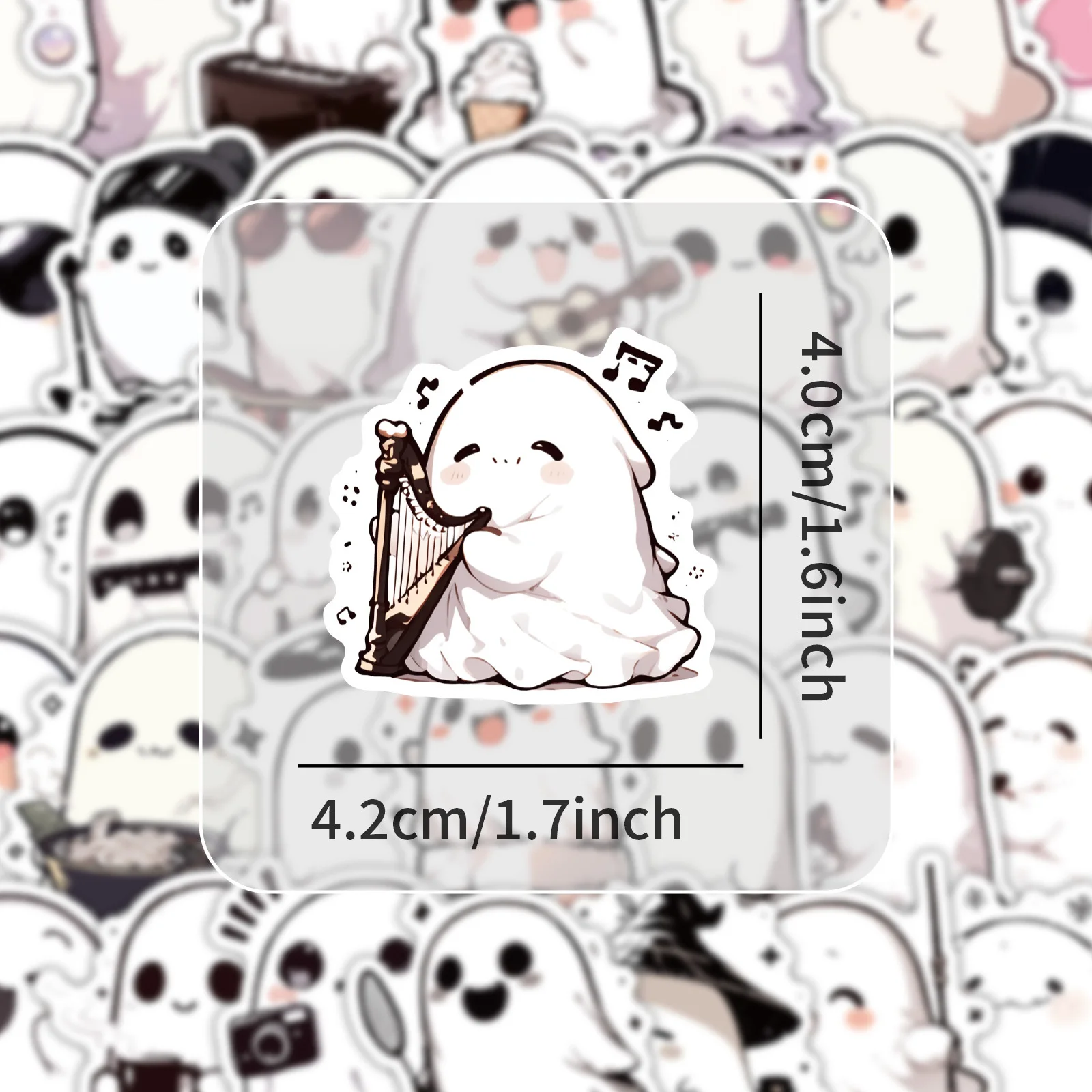 54Pcs Ghost Graffiti Stickers Halloween Cartoon Stickers Waterproof Stickers