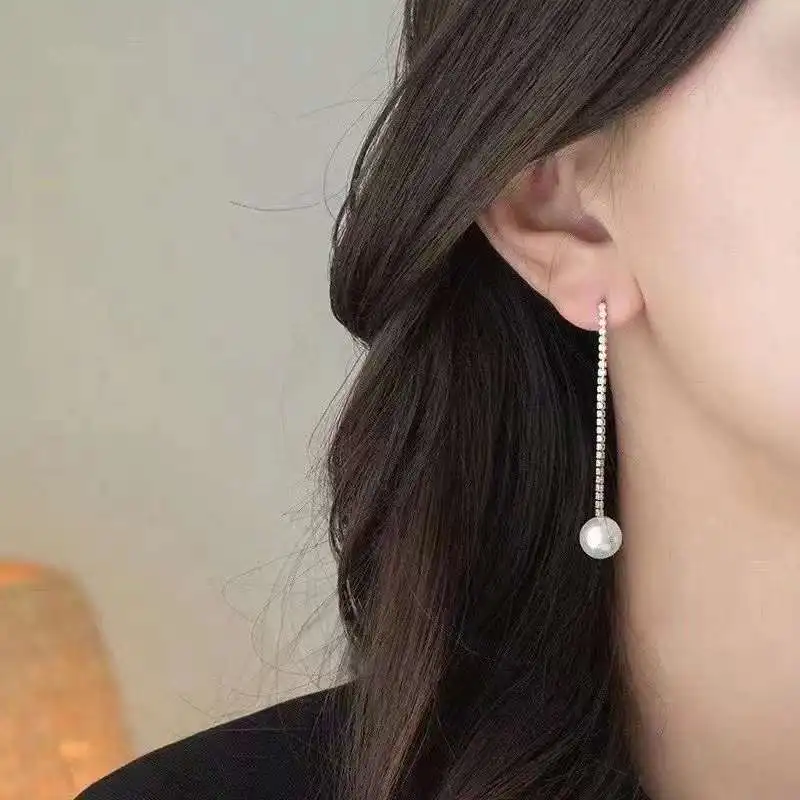 Long Version Gypsophila Refined 925 Sterling Silver Pendant Earrings 10-11 Mm High Quality Freshwater Pearl Trendy Party