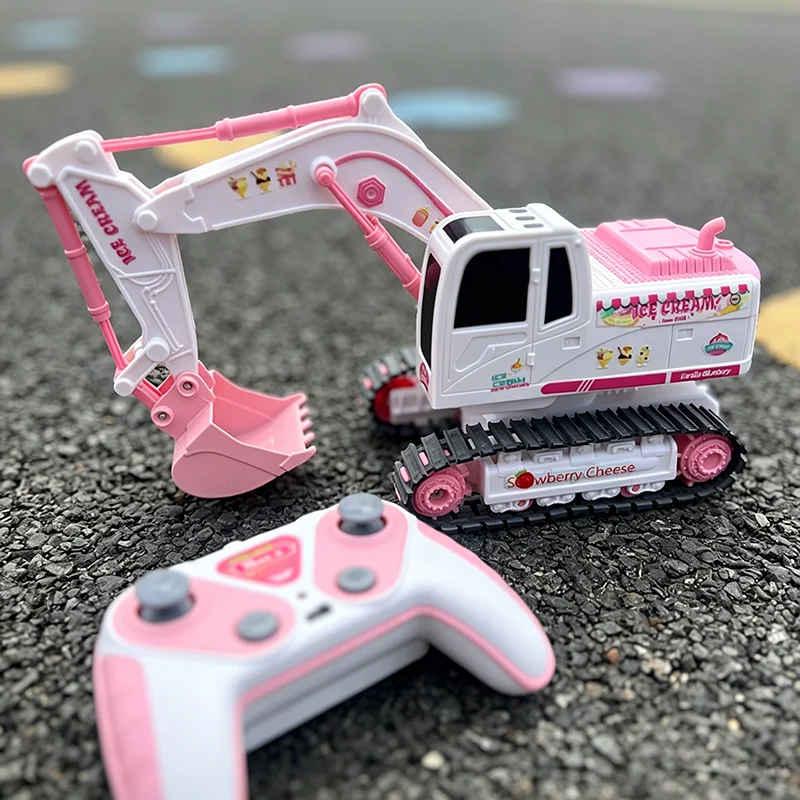 6Ch Rc Excavator 1/24 Remote Control Cars with Light Music Alloy Radio-Control Clawer Construction Vehicle Children Gift