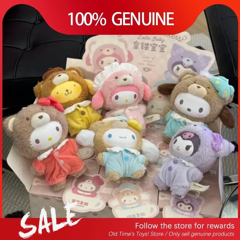 

Подлинная бархатная коробка Sanrio 1-го/2-го/3-го цвета для латте, слепая коробка, милая плюшевая коллекционная модель куклы San-Rio, кулон-сюрприз, подарок