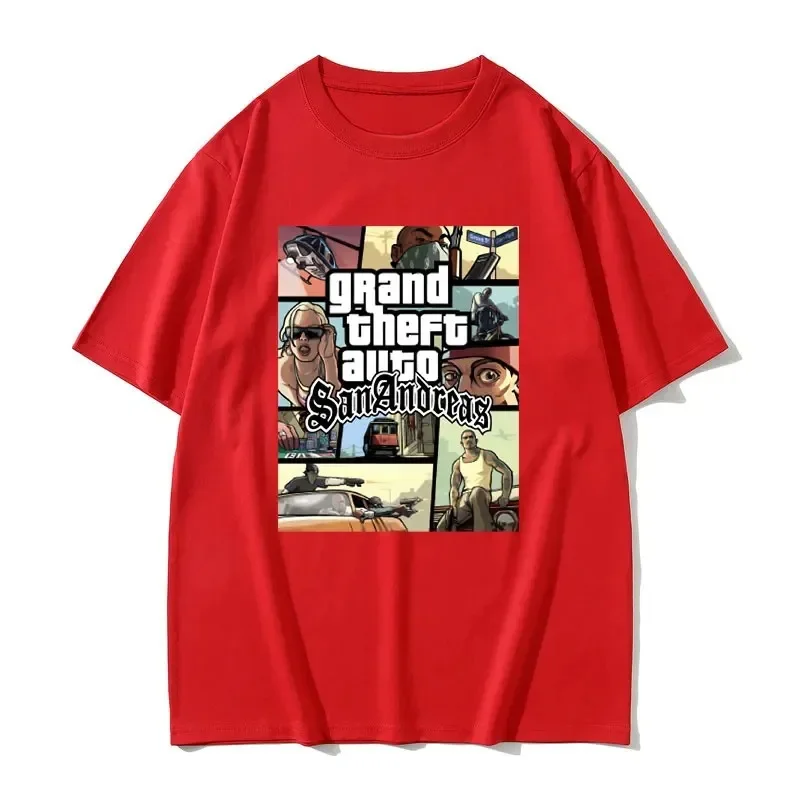 تي شيرتات رجالي مطبوعة للسرقة الكبرى للسيارات في المدينة ، توبات هاراجاكو غير رسمية ، لعبة GTA براقة ، ملابس نسائية ، تيشيرتات كبيرة الحجم ،
