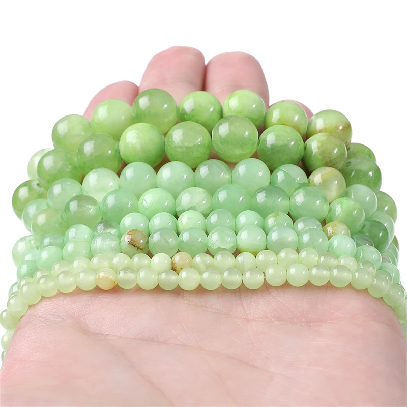 

4/6/8/10MM Natural Stone Chalcedony Green Clear Water Jades Round Spacer Beads For Jewelry Making Diy Bracelet Accessories