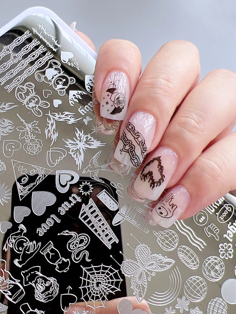 Nagelplatten zum Stempeln, Nail-Art-Schablonen plus Bären-Bildplatten – Detail 1
