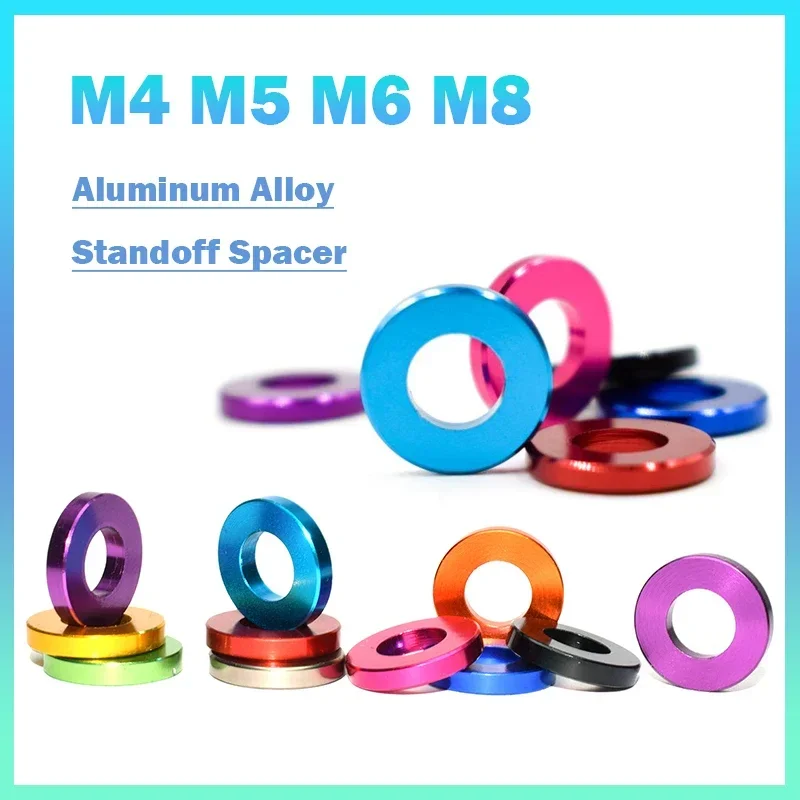 12pcs/lot Aluminum washer M3 M4 M5 M6 M8 colourful Anodized aluminum flat Washers Gasket for RC part thickness 0.25-2mm