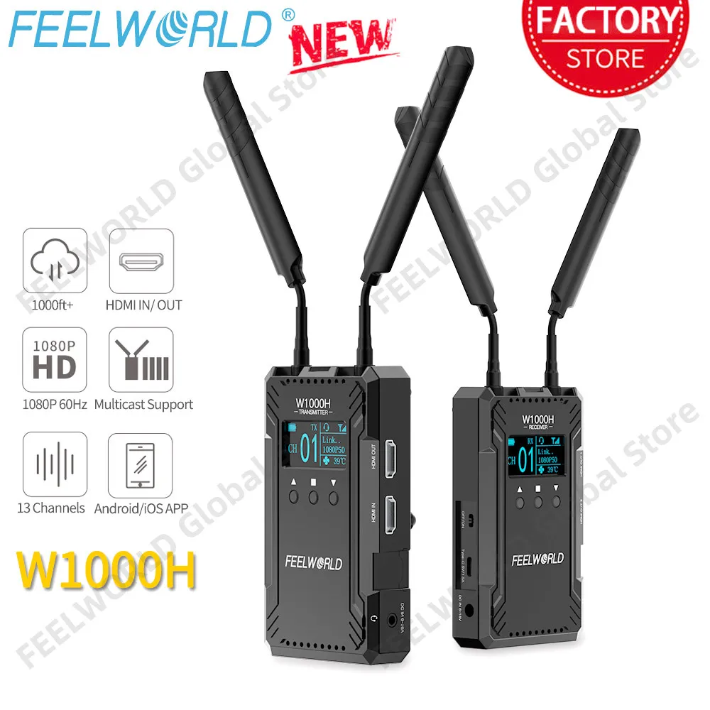 

FEELWORLD W1000H Wireless HDMI Video Transmission System 1080P Transmitter Receiver 1000FT Transmission Range Low Latency