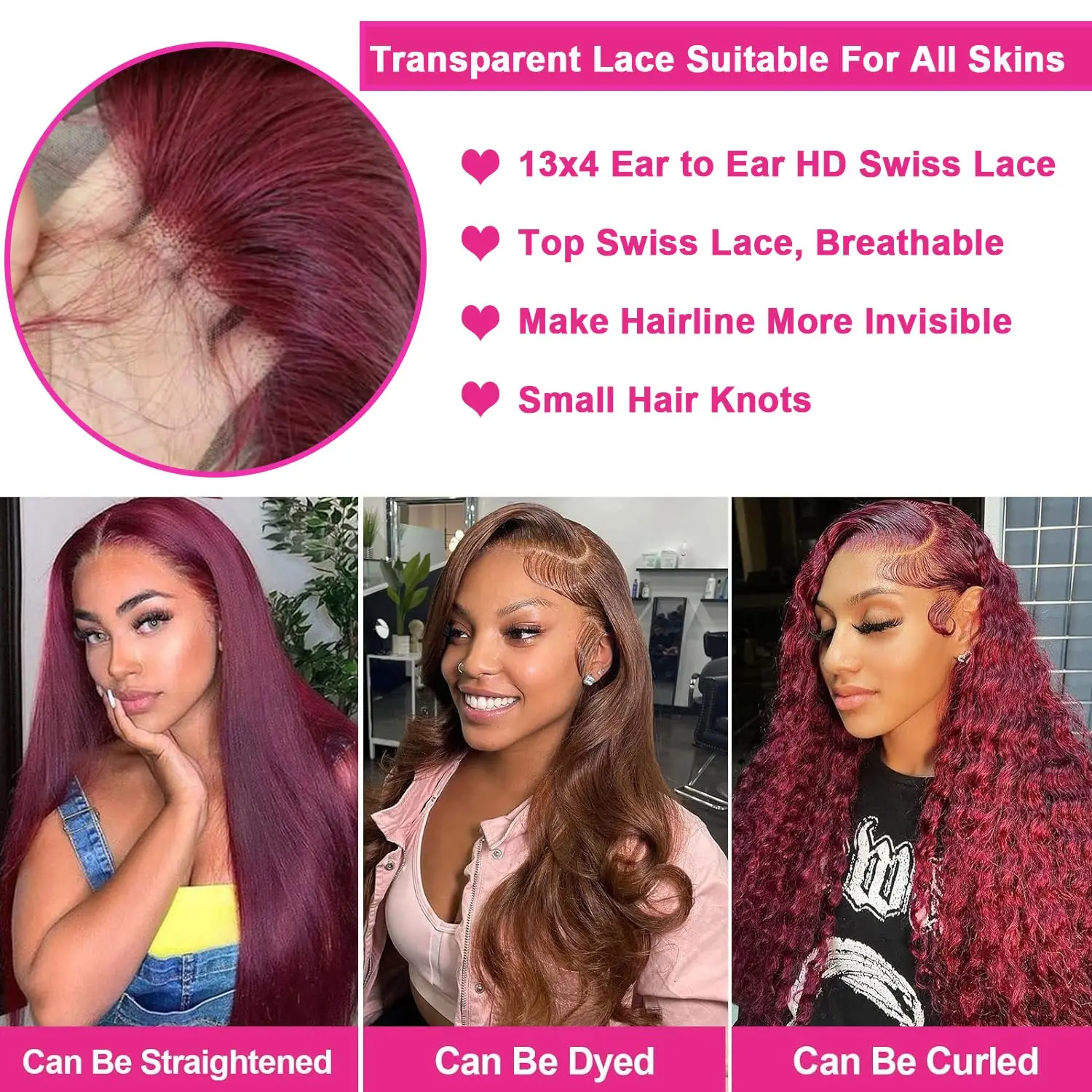 99j Body Wave Burgundy Lace Front Wigs Human Hair Pre Plucked 13x4 Transparent Lace Front Wigs Human Hair with Baby Hair Red Wig