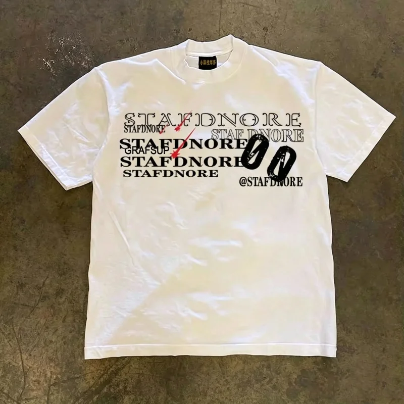 Pure Cotton Short Sleeve T-Shirt Double Thread Loose Fit Unisex Breathable Summer Fashion Retro American Style for Couples