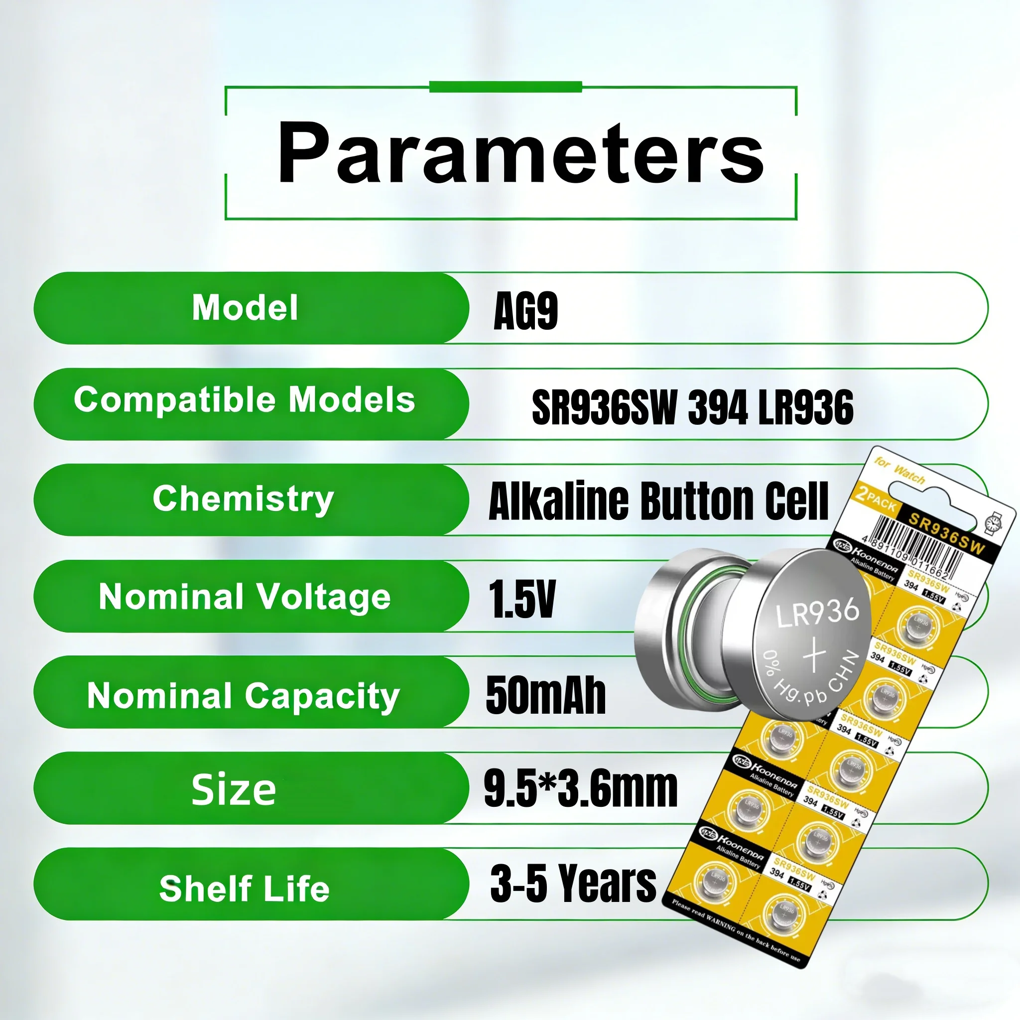 10-200PCS 1.5V AG9 LR936 Button Cell Batteries SR936SW LR936 LR45 396A for Calculator Thermometer Toy Watch