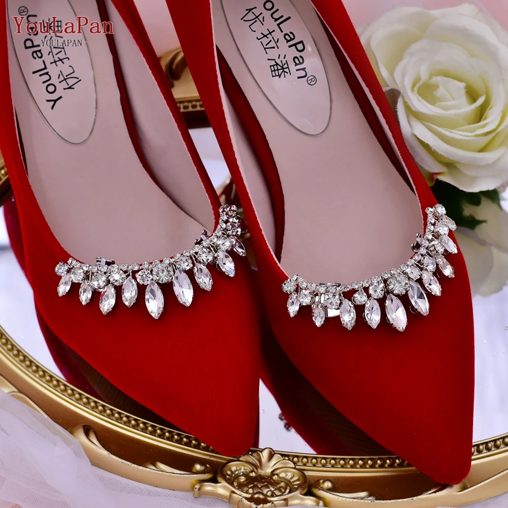 TOPQUEEN HX39 2pcs Rhinestone Shoe Clips Removable Woman Shoes Clip High Heels Shoe Buckle Wedding Bridal Decoration Accessories