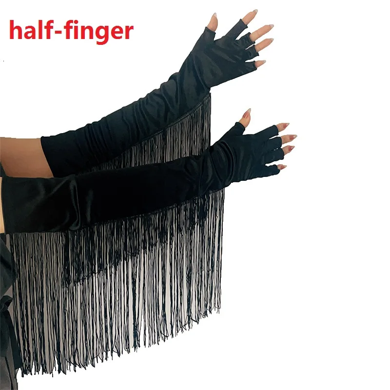 

Vintage Long Opera Pageant Gloves 1920s Fringe Fingerless Gloves Elbow Gloves for Costume Party Wedding