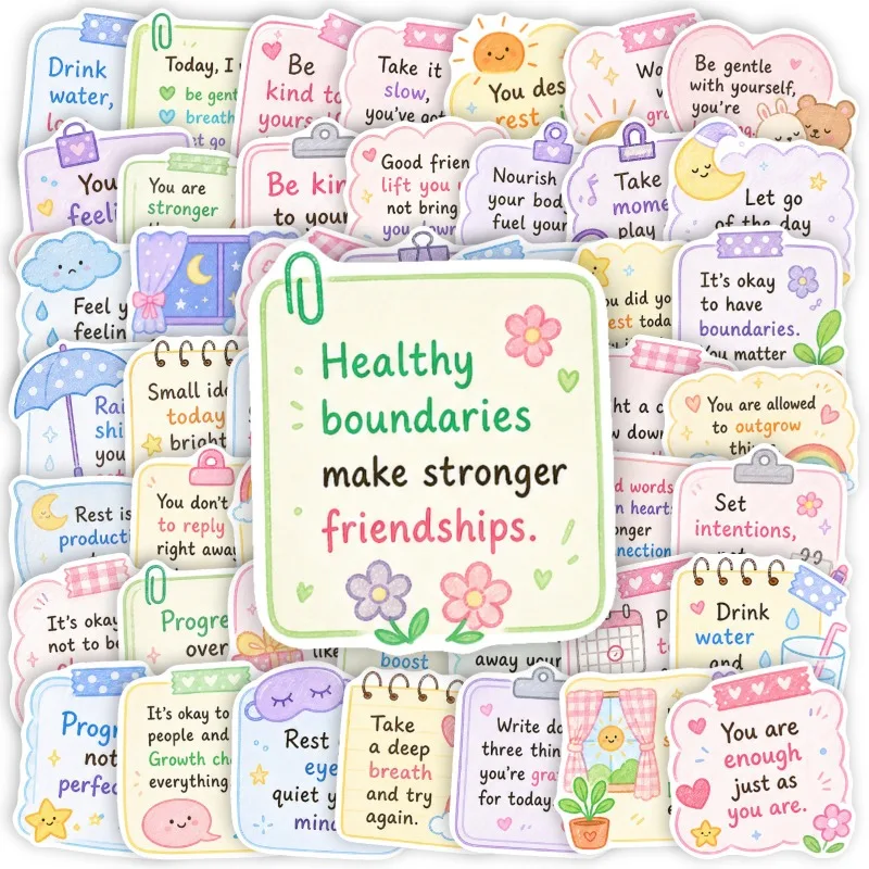 50 English Healing Positive Energy Quotes Stickers Fresh Macaron Sticky Notes Text Stickers Cute Stickers Aesthetic Stickers